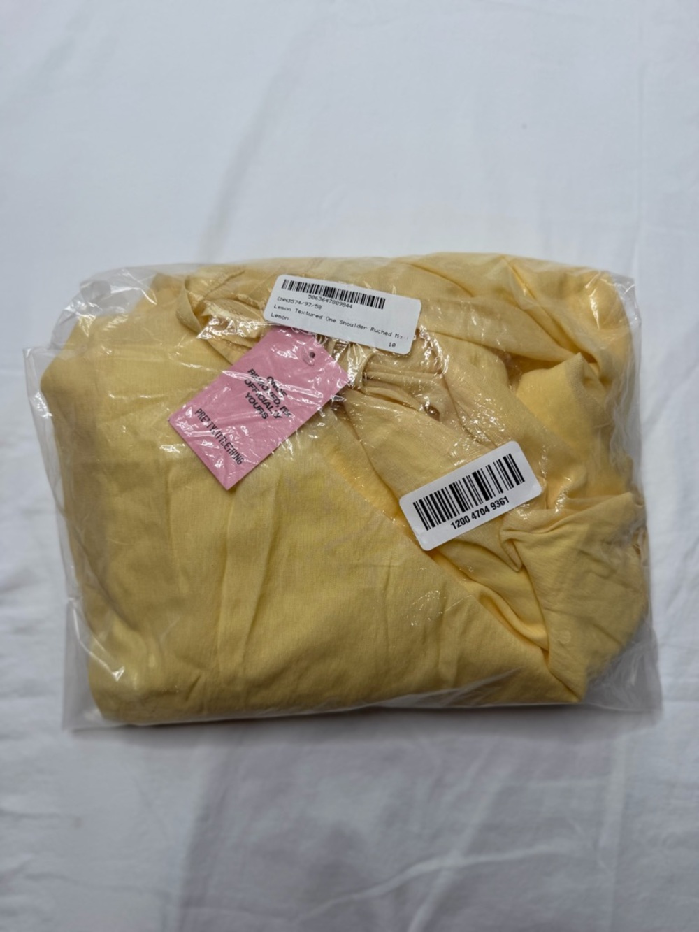 LEMON TEXTURED ONE SHOULDER RUCHED MAXI DRESS NWT - Picture 5 of 6